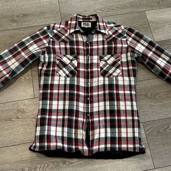 Vintage Ely Cattleman Men’s Medium Insulated Flannel Red/Black Plaid Pearl Snap - Picture 1 of 9